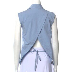 T by Alexander Wang Blue Asymmetrical Button Down Shirt